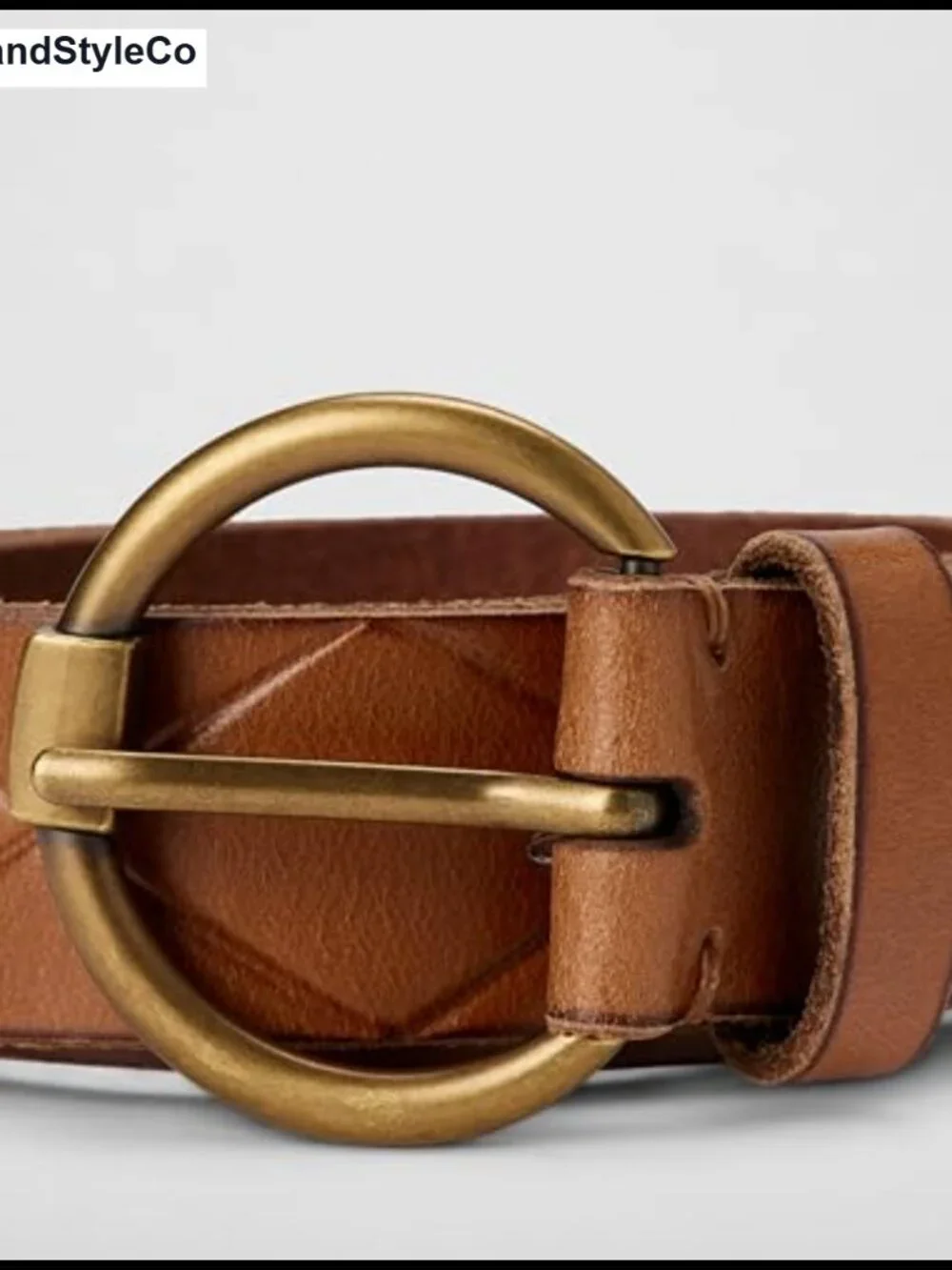 32mm Embossed Leather Belt with Antique Nickel Harness Buckle